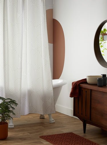Retro lines shower curtain